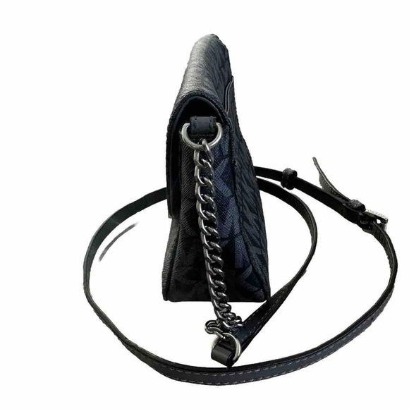 Michael Kors Fulton Black Gray MK Signature Small Crossbody Bag Handbag Purse - Picture 4 of 7